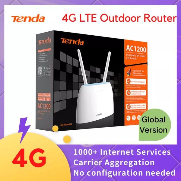 Router Tenda 4G WiFi Router LTE CAT4 3G/4G SIM -KARTE 150 MBPS Dualband 1200 Mbit/s Outdoor Wireless Router IPv6 VPN WAN LAN -Antennen