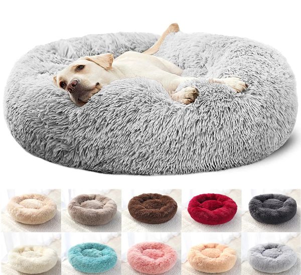 Super Soft Cat Bed Round Fluffy Dog Sleeping Basket Long Plush Warm Pet Mat Carino leggero e confortevole Touch Kennel Large Dog