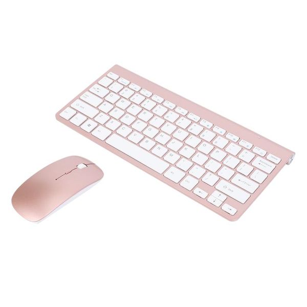 Combos 2,4 GHz ultradünne kabellose Tastatur-Maus-Kombinationen mit USB-Empfänger, roségoldfarbene Maus-Tastatur für Apple PC Windows XP/7/8/10