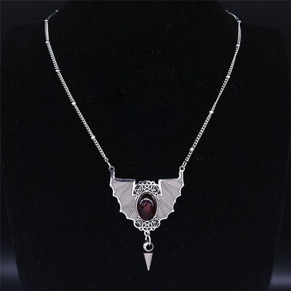 Collane con ciondolo Gothic Vampire Bat Wing Collana in acciaio inossidabile per donna Colore argento Witchy Gift Catena di gioielli Hip Hop N4031S02Pendant