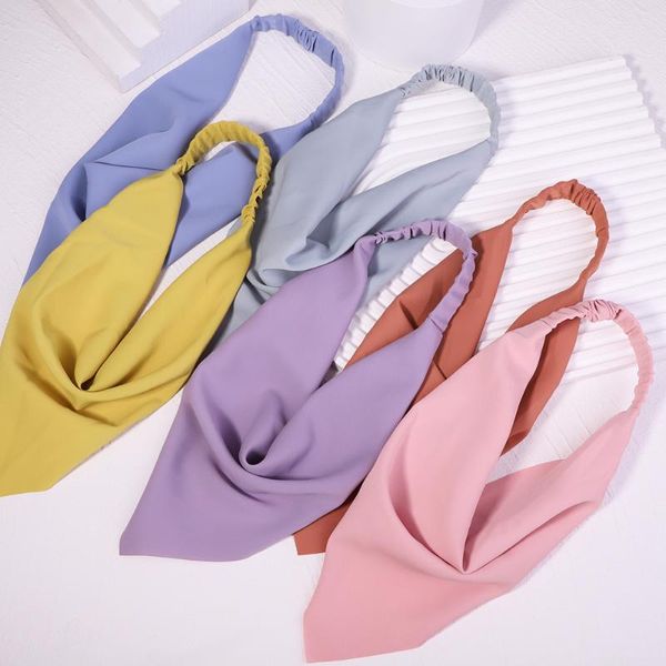 Acessórios para o cabelo Macaron Solid Color Macaron Women Triangle Scarf Band Band Diy Turban Bandana Headwrap for Accessorieshair