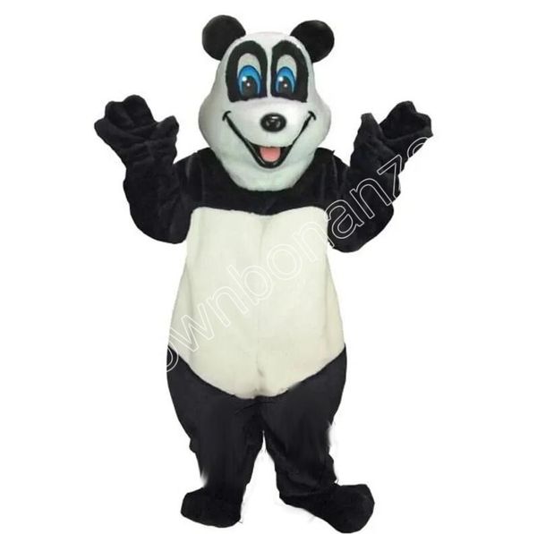 Taglia per adulti Super Cute Happy Panda Mascot Costumes Cartoon Carnival Unisex Adults Outfit Birthday Party Halloween Christmas Outdoor Outfit Suit