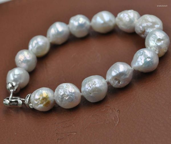 Braccialetto di perle coltivate Kasumi di colore naturale fine lustro da 11-14 mm