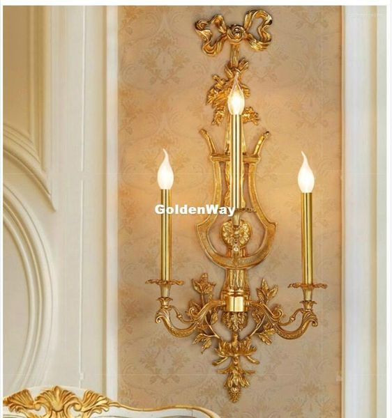 Lâmpada de parede vela clássica francesa luxuosa el villa quarto deco w36cm h90cm argamassa luminária luz