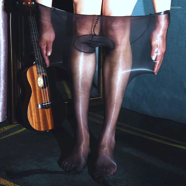 Erkek çorap 2 adet/ 100kg büyük boy 1d seksi erkekler 360 kesintisiz jj kollu ultra ince çoraplar erkekler yağ parlaklığı şekillendirme külotlu çorap