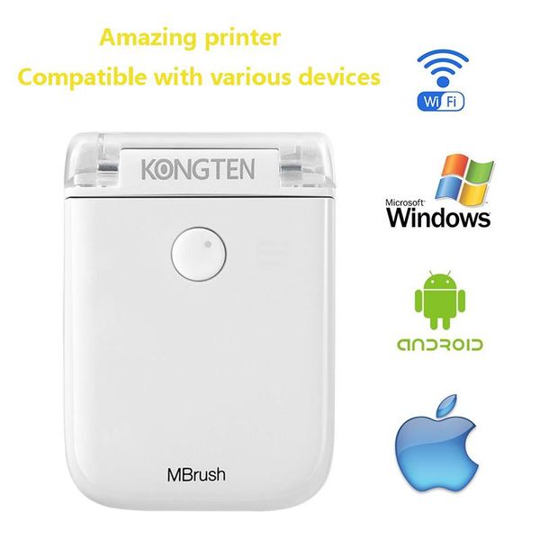 Impressoras Kongten Mbrush Impressora Portátil Mini Jato de Jato de Tinta portátil Cartucho de tinta para IOS Android Machine DIY para roupas