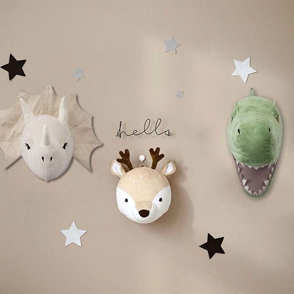 Pluxus Wall Stuff Inspire Animal Head Dinossauro Decoração de parede de elefante Deer pendurado Montagem de animais de pelúcia de pelúcia de luxuos