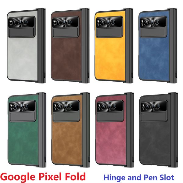 Stiftschlitz-Ledertaschen für Google Pixel Fold-Hülle, Halterung, Scharnier, Schutzfolie, Bildschirmabdeckung