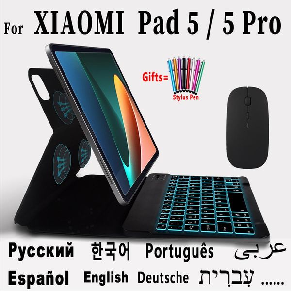 Fall Magnethülle Tastatur für Xiaomi Pad 5 Pro Case 11 2021 MIPAD 5 Hülle Mi Pad 5 Deckelbluetooth -Tastatur Russische koreanische Tastatur