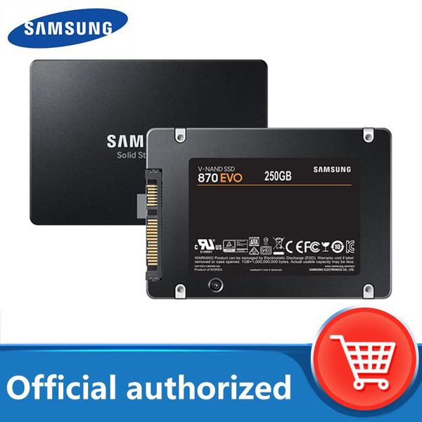 Drives Samsung SSD 870 EVO 250 ГБ 500 ГБ внутреннего твердотельного диска жесткий диск HDD SATA III 2,5 дюйма 1 ТБ 2TB MLC настольный компьютер ноутбук