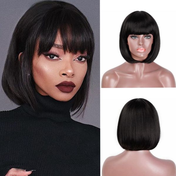 10-дюймовый короткий парик волос Women Wigs Wigs Синтетическое волокно высокотемпературное покрытие шелкового парика со многими стилями на выбор и поддержание настройки