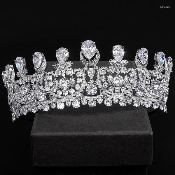 Clipes de cabelo Yysunny Luxury Crystal Tiaras and Crowns Color Silver Princess Crown Tiara Diadem Bridal Wedding Acestors Jewelry Gift
