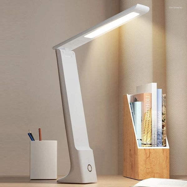 Lampade da tavolo Lampada a LED Pieghevole Usb Studio Libro di lettura Luce Proteggi occhi Scrivania Bianco Lunghezza cavo 1,2 m Plug In Night