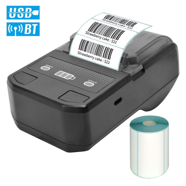 Drucker tragbare 58 -mm -Thermo -Quittungsdrucker Wireless BT Mini Bill Ticket POS Mobiler Drucker mit wiederaufladbarem Akku -Support ESC/POS