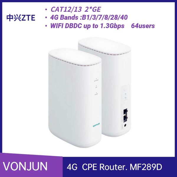 Roteadores desbloqueados ZTE CPE Router MF289D LTE CAT12/13 WiFi 6 até 64 usuários Optus Hotspot