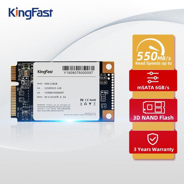 Приводит Kingfast MSATA SSD 128GB 256 ГБ 512 ГБ 1 ТБ 3X5CM MINI SATA 3 Внутренний твердый твердый диск жесткий диск для ноутбука и ноутбука для ноутбука и ноутбука