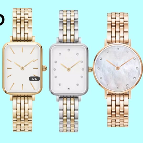 New Designer donna Orologio dw QUADRO Cinturino in acciaio Orologio da polso da donna al quarzo 20mmx26mm Orologi moda donna Orologio con diamanti neri Orologio montres homme