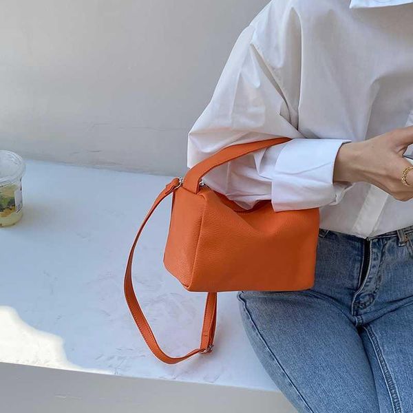 Bel çantaları kadınlar mini turuncu çanta tasarımcısı bileklik kutu çantası lichee pu deri omuz crossbody dişi gündelik çanta sling
