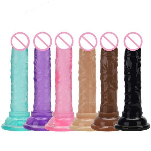 Giocattolo del sesso Massaggiatore Porno Mini Jelly Dildo per donna Giocattolo per pene piccolo Ventosa Cristallo trasparente di qualità Tpe Toys Negozio femminile