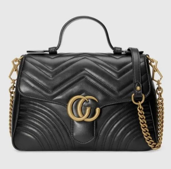 Marmont omuz 2 g Kadınlar için 2 g Dalga desen zinciri Crossbody Çanta Çanta Ünlü Luxurys Tasarımcı Çanta Çift G Yüksek Kaliteli Deri Messager Çanta