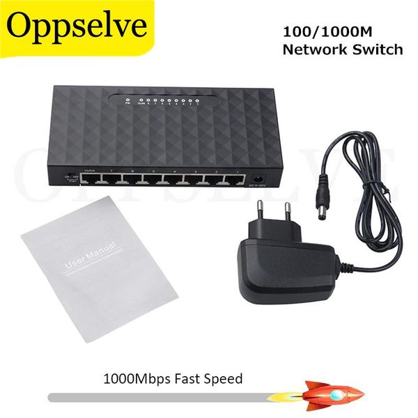 Switch 1000/100 Mbps Fast Ethernet RJ45 Switcher 8Port Desktop Laptop Switch Ethernet Network Switcher LED LED Duplex Splitter