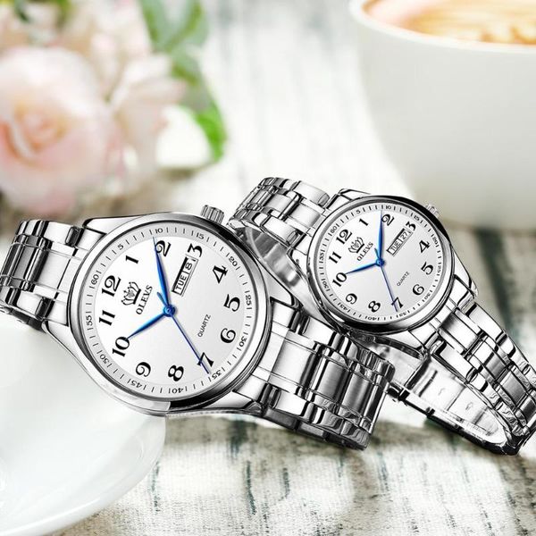 Armbanduhren Liebhaber Uhren Luxus Quarz Armbanduhr Kalender Paar Paar Männer und Frauen Wasserdicht Edelstahl Hombr