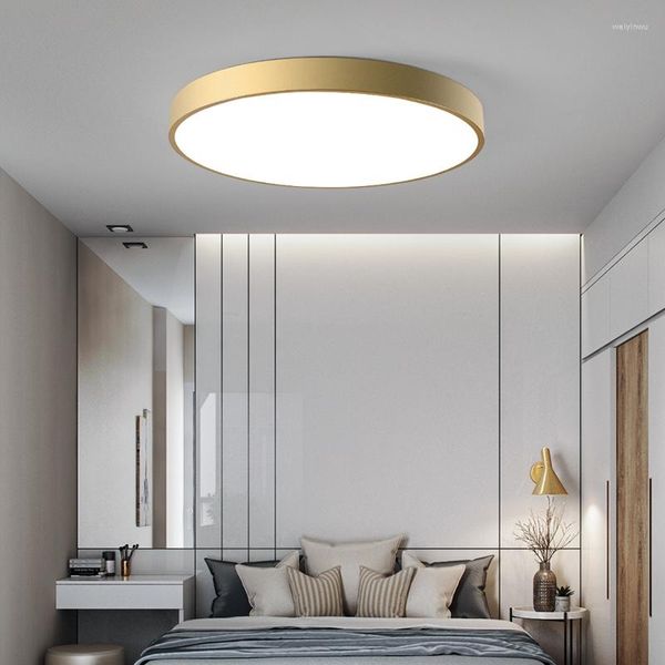 Plafoniere Lampada a LED a montaggio superficiale con luce acrilica oro moderna Apparecchio per soggiorno Illuminazione per interni nordica