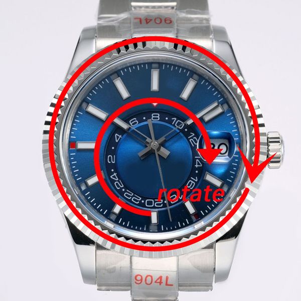 Orologio da uomo di lusso Designer SKY Dweller Movimento Orologio da uomo Multi funzione GMT 24H Quadrante Doppio fuso orario Orologio sommergibile impermeabile in acciaio inossidabile Confezione regalo di lusso luminoso