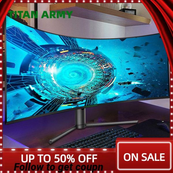 Monitora Titan Army 34 pollici Schermo di pesce 3440*1440 144Hz WQHD WIGH Color Gamut HDR400 1500R Curved Rotary Sollevamento del computer Monitoraggio C34CHR