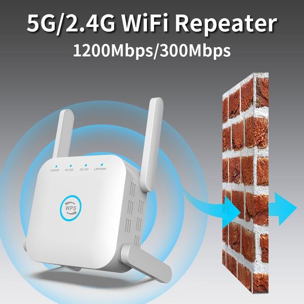 Roteadores 5g WiFi Signal amplificador Wi -Fi Repeter Extender 1200mbps 300mbps de longo alcance 2,4 GHz Modo Antena do roteador sem fio 4