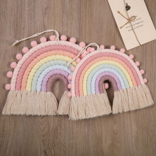 Peluche Roba da parete 8 strati Tessuto nordico Arcobaleno Arazzo Decorazioni per la casa Appeso a parete Giocattoli Decorazioni per la scuola materna Soggiorno Bambini Ragazze Decorazione camera da letto 230526