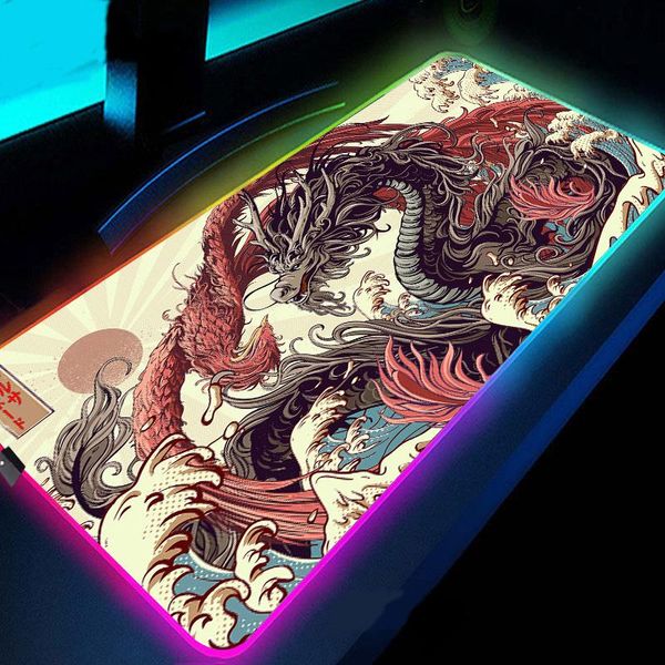 RESTS GAMER RGB MOUSE PAD ESPORTS TIGER GAMING Accessoires Large Mousepad XXL Gamer Keyboard Computer Desk Matte Berserk Genserk Genshin Impact