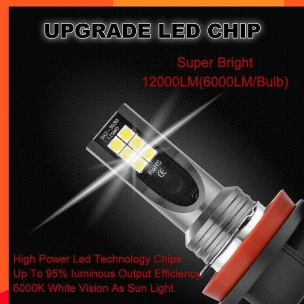 New New H8 H11 Lampadina LED 12 LED Fendinebbia per auto Faro automobilistico DC12-24V 6500k Super Bright Auto Fendinebbia Luci per auto