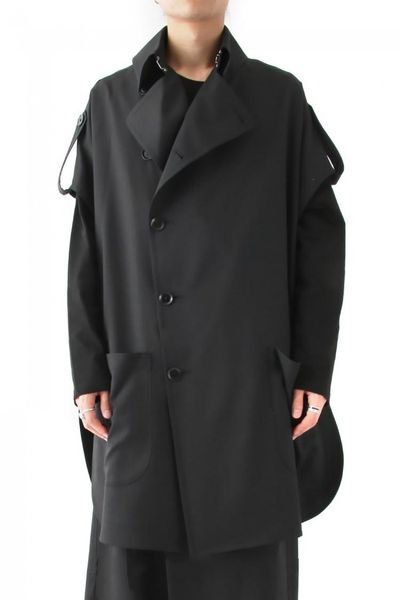 Мужские жилеты Ma jia, разработанные с длинными рукавами с модным коротким темным пальто.
