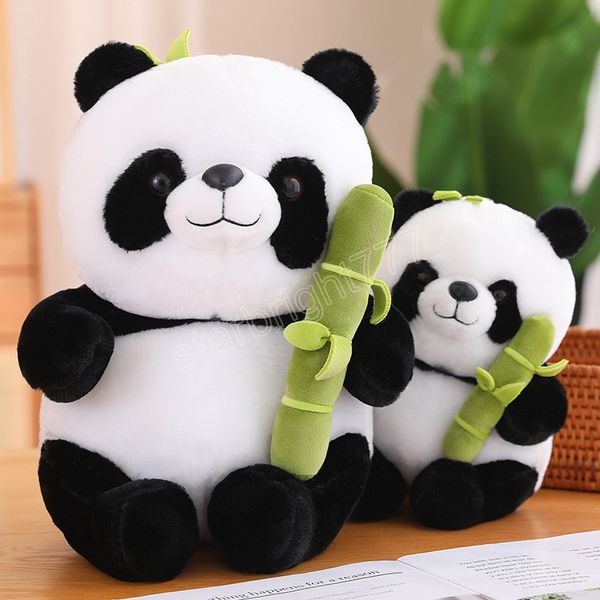 Weiche Panda-Plüschtiere, gefüllte Kawaii-Tiere, die Bambus halten, Panda-Bär, Baby-Appease-Puppe, hochwertiges Geburtstagsgeschenk für Kinder, Jungen