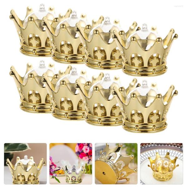 Brocada de presente 8 PCs Coroas de casamento caixas de festa de glitter clear contêiner Candy Princess Organizer Bacs Sagring Storage