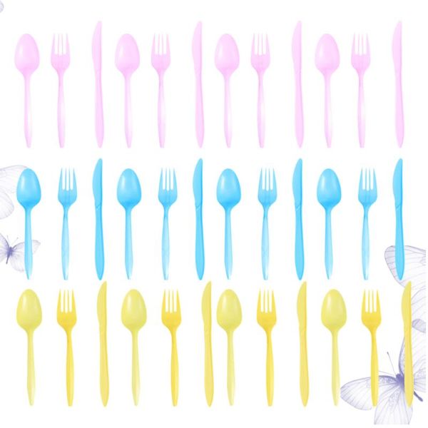 Kaşıklar 36pcs Kids Tek Kullanımlık Sofra Çatal Kaşık Kiti Doğum Günü Partisi Çatal Blar Meinware Pasta Tatlısı için