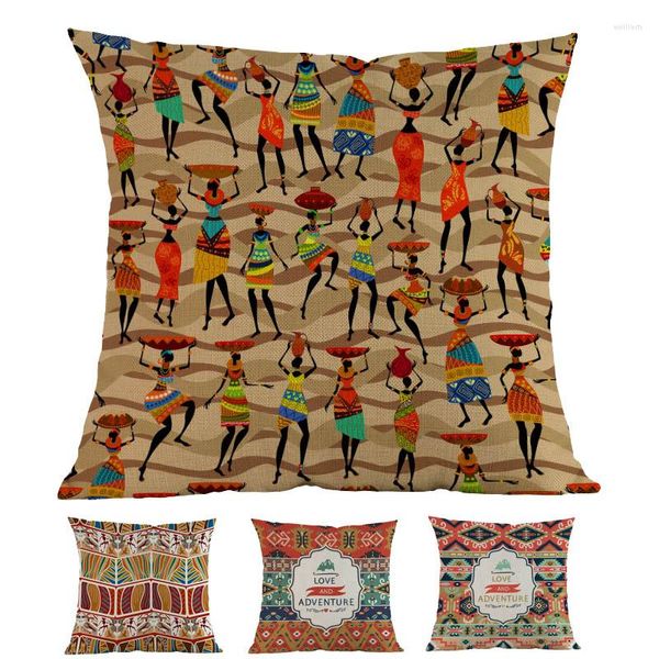 Kissen im afrikanischen Nationalstil, Figur, Geometrie, Muster, Überwurf, Zuhause, Zimmer, Sofa, Charakter, dekorativer Bezug