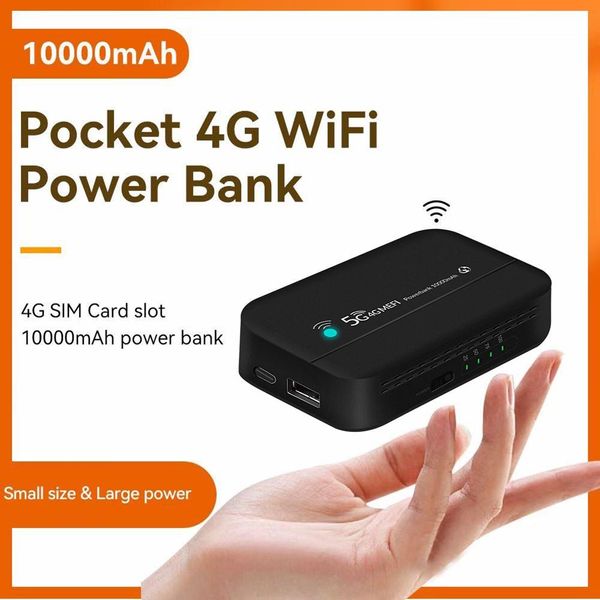Router 4G LTE Router tragbares MIFI -Modem 150 Mbit / s 10000 MAH Powerbank Car Mobile Wireless Router mit SIM -Karten -Slot -Taschen -WLAN -Hotspot