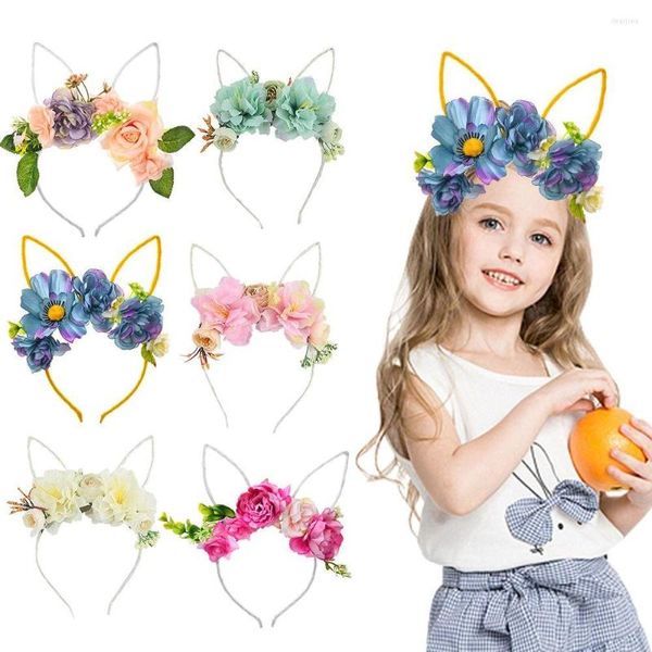 Accessori per capelli Fasce di fiori finti per ragazze Boutique Organza artificiale Fascia floreale Copricapo da principessa per bambini