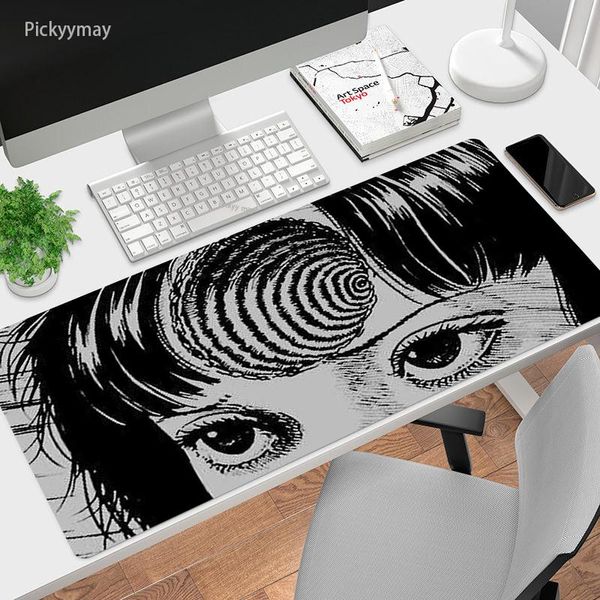 Repousa junji ito horror cômico grande mouse almof pc desktop carpet gaming mousepad antislip jogador de teclado tapetes de travamento lol