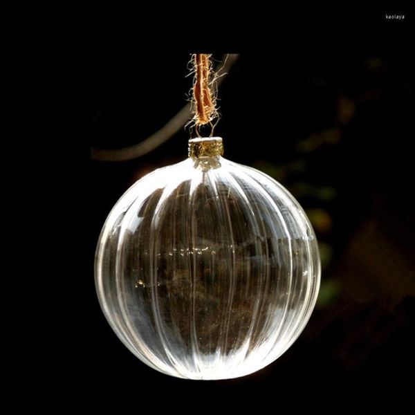 Party-Dekoration, 12 Stück/Packung, Durchmesser 8 cm, kleine Größe, gestreift, hängende Glaskugel, transparent, Weihnachtsbaum-Anhänger, Ball, Festival