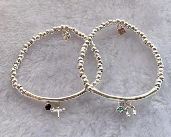 Charm Bracelets 2023 UNODE50 Moda Gümüş Kaplama 925 Basit Büyüleyici Yeşil Gem Kadın Bilezik Hediyesi