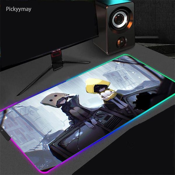 Descansa Gaming Mouse Pad Little Nightmares RGB Grande LED com luz de fundo Velocidade Gamer MousePad Desk Play Mat Acessórios de computador Csgo LOL