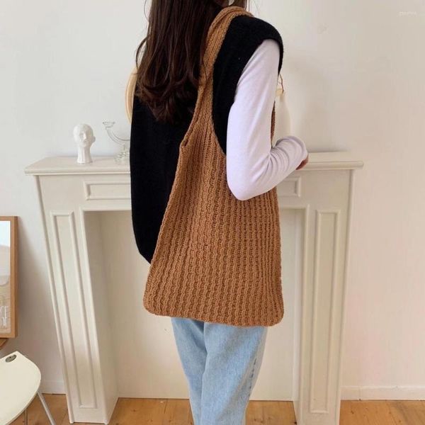 Abendtaschen Mode Weibliche Stricktasche Handgemachte Baumwolle Wolle Seil Häkeln Gewebt Trend Frauen Handtasche Koreanische Stil Schulter für Damen