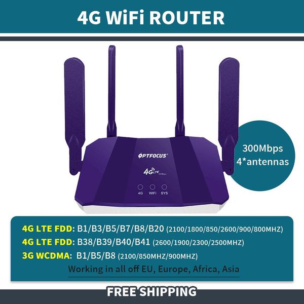 Router Optfocus Spedizione gratuita Sbloccato AISA UE EU lavorabile a lungo raggio da 300 Mbps Wi Fi Signal Booster LTE WiFi Router 4G