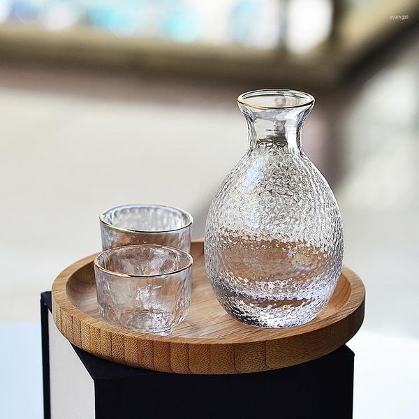 Fiaschette Set di brocca per sake giapponese Bicchieri da vino Vaso di cristallo Serbatoio Tazza Flagon Distributore di vetro per liquore Regali creativi