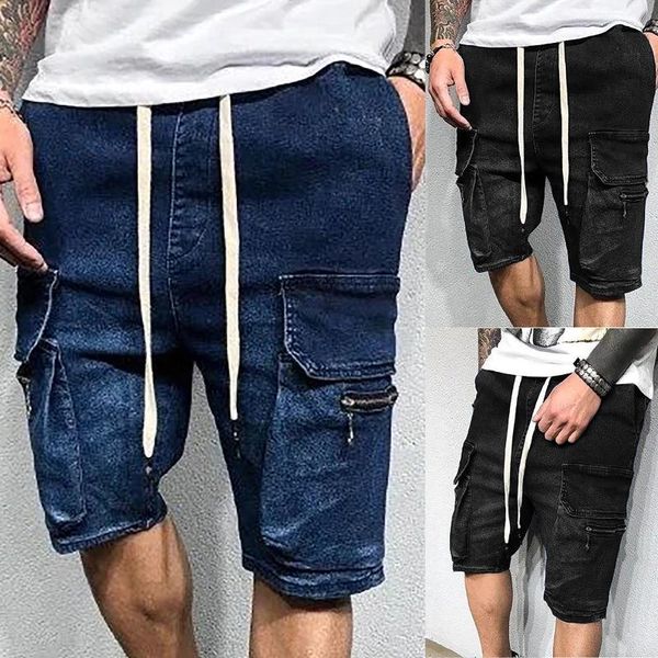 Jeans masculinos Summer Men calças esportivas casuais se encaixam em corredores de pistas de moletom de qualidade de joelho de qualidade shorts retos