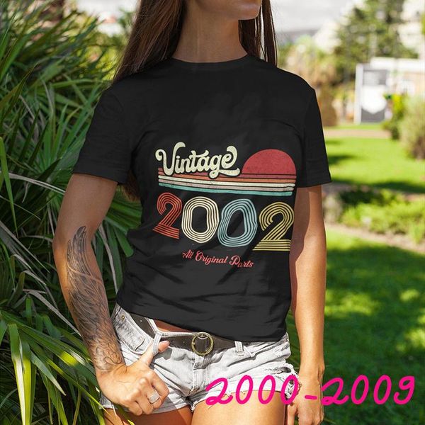 T-shirt Vintage 2000 2009 TShirt Donna 1221 18 anni 21st 18th Idea regalo di compleanno Sorella Ragazza Moglie Figlia Top Tshirt Tee Shirt