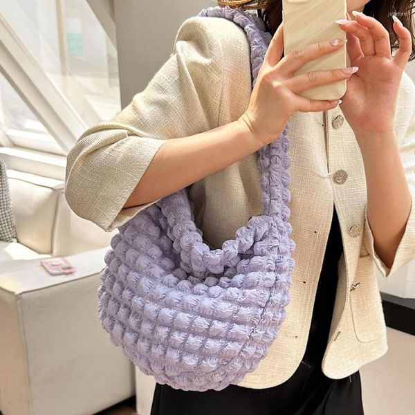 Borse da sera Tendenza Tessuto di nylon Design a bolle Spalla laterale per le donne 2023 Borse e borsette scozzesi di moda Borsa da viaggio casual femminile